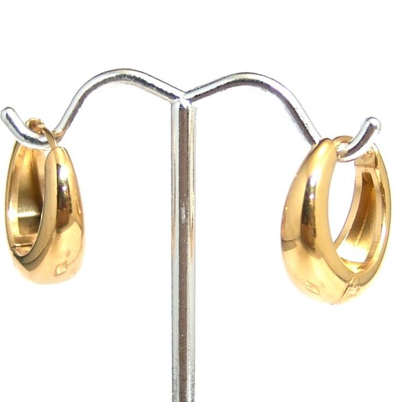 Huggie Earrings Yellow Gold PVD Hypoallergenic Stainless Surgical Steel 3/4 inch - Picture 2 of 3